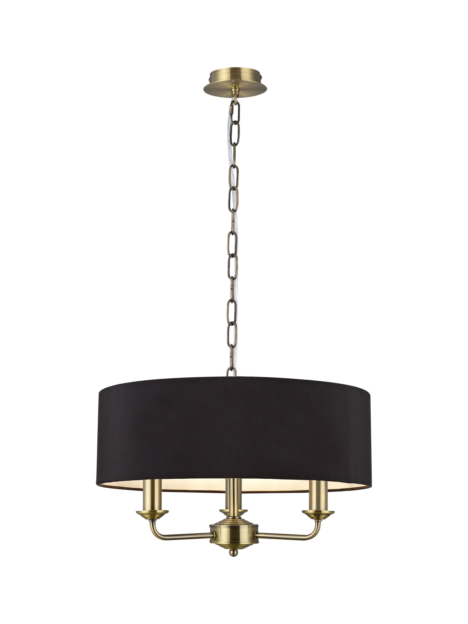 Banyan 45cm 3 Light Pendant Antique Brass; Black